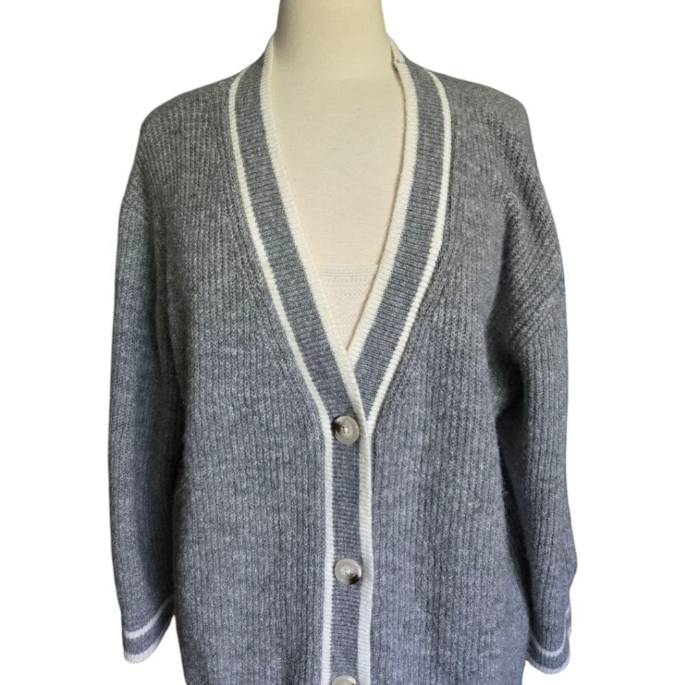 A New Day Grey Oversized Button-Front Cardigan - M